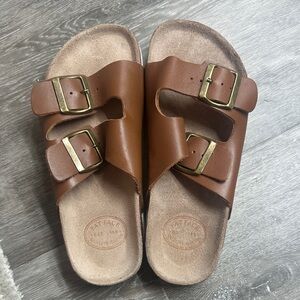 Fat face Brown Sandals with Gold Buckles